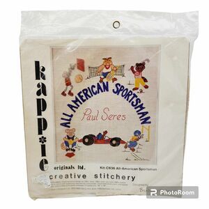 Kappie Creative Stitchery All-American Sportsman Crewel Kit C636 Vtg 1978 *READ*